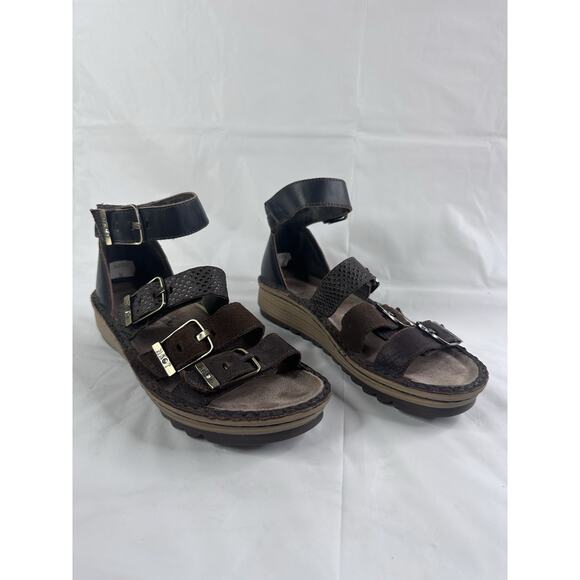 Naot Dark Brown Leather Begonia Strappy Gladiator Sandals Shoes 36 US 5-5.5 - Picture 1 of 11
